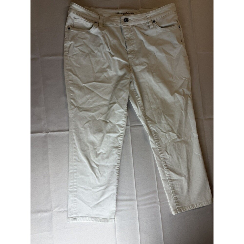 Tommy Bahama Ella Twill Jeans Women's 14/24 White Denim High-Rise Straight Crop